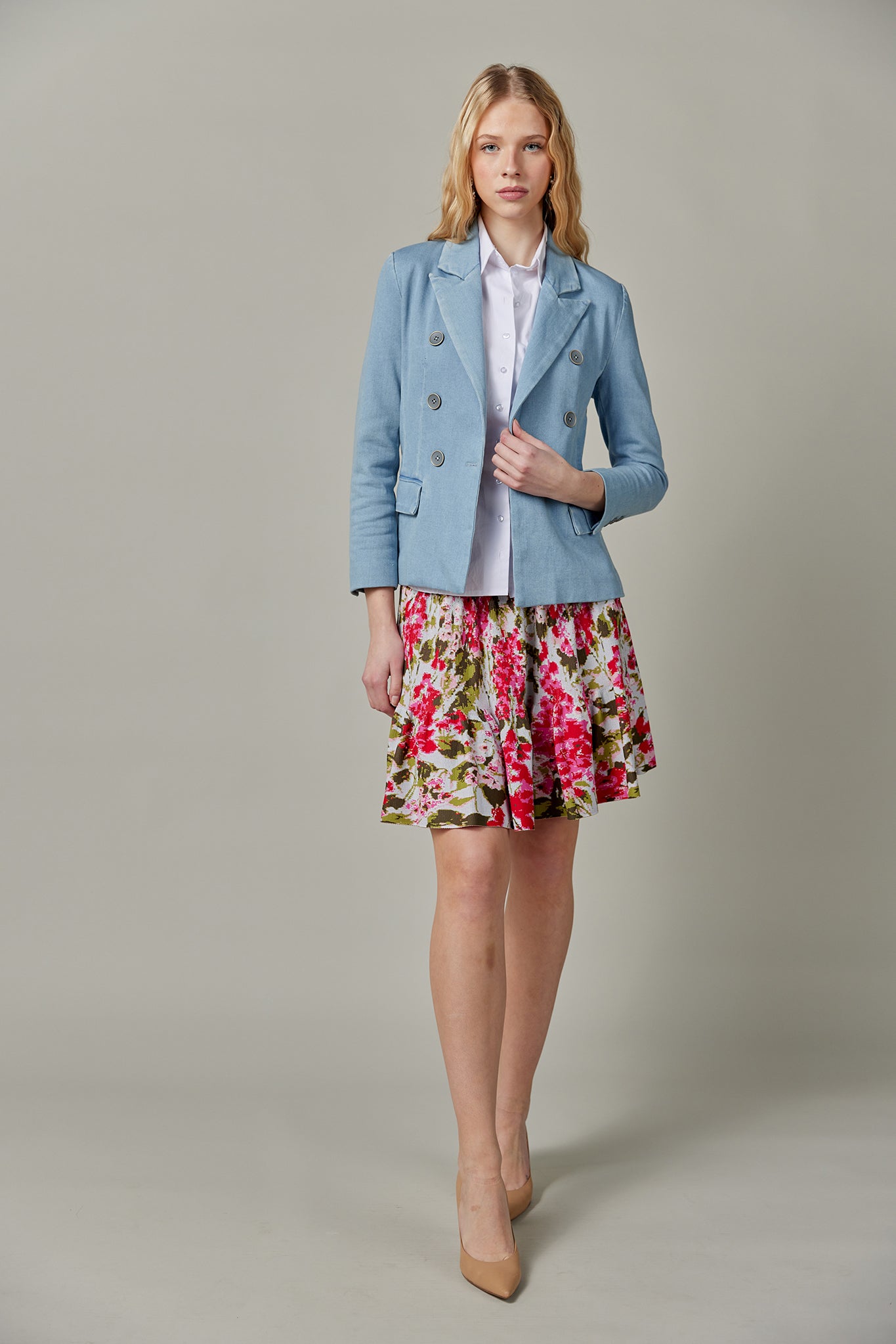 Stretch Denim Blazer