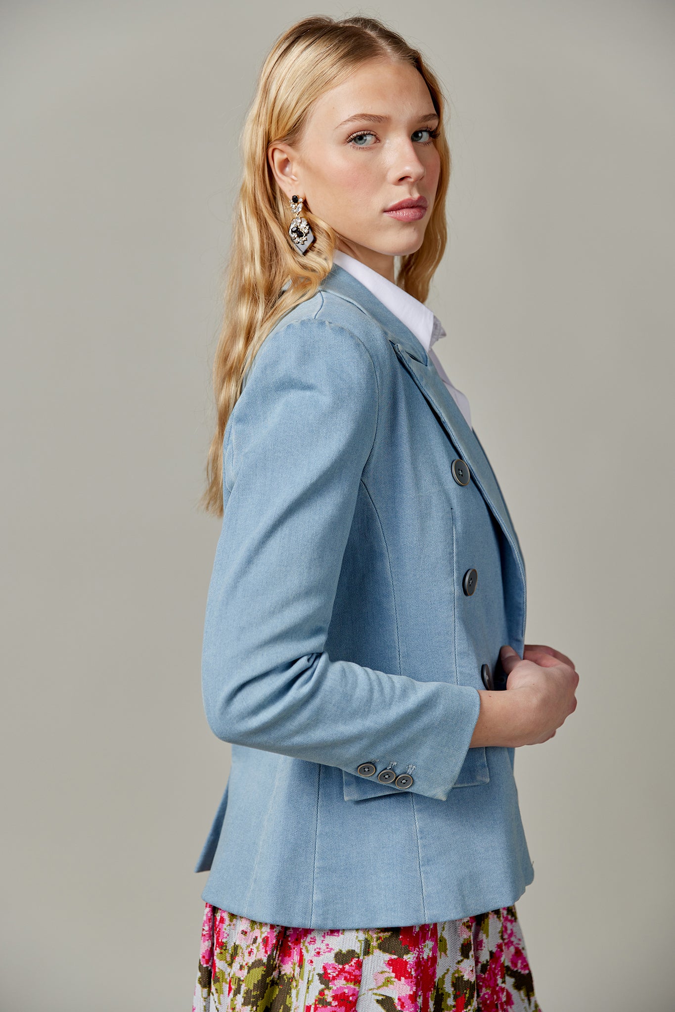 Stretch Denim Blazer