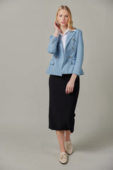 Basic Knit Midi Skirt in Black