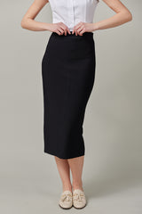 Basic Knit Midi Skirt in Black