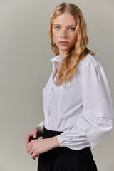 Cotton Blouse with Balloon Sleeves