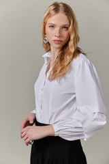 Cotton Blouse with Balloon Sleeves