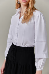 Cotton Blouse with Balloon Sleeves