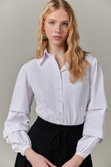 Cotton Blouse with Balloon Sleeves