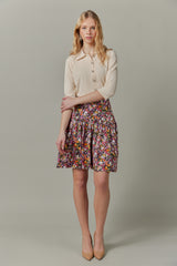Knit Blouse with Crystal Buttons in Vanilla