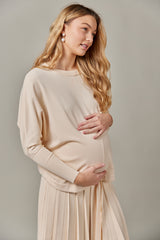 Maternity Drawstring Dolman Top in Vanilla