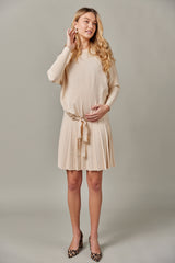 Maternity Drawstring Dolman Top in Vanilla