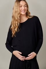 Maternity Drawstring Dolman Top in Black