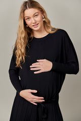 Maternity Drawstring Dolman Top in Black