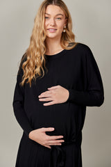 Maternity Drawstring Dolman Top in Black
