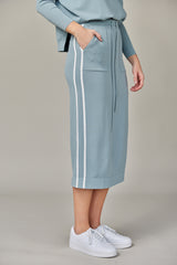 Stripe Knit Midi Skirt in Seafoam