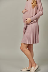 Maternity Drawstring Dolman Top in Dusty Rose