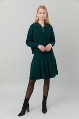 Knit Zip Top with Pockets in Forest Pine