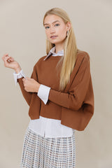 Cotton Blouse with Stretch Jersey Sleeves