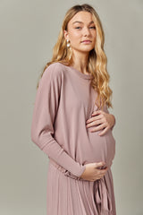 Maternity Drawstring Dolman Top in Dusty Rose