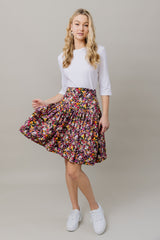 Print Skirt and Tee Set in Black Mix Floral
