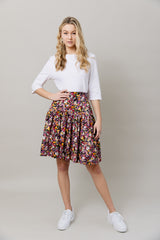 Print Skirt and Tee Set in Black Mix Floral