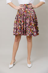 Print Skirt and Tee Set in Black Mix Floral