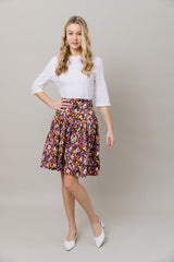 Print Skirt and Tee Set in Black Mix Floral