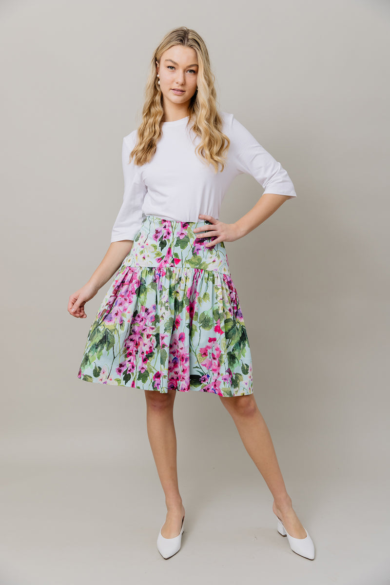 Print Skirt and Tee Set in Bright Floral