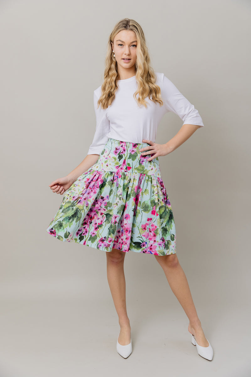 Print Skirt and Tee Set in Bright Floral