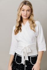 Knit Kimono Tie Top in Soft White