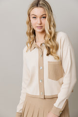 Ribbed Knit Loose Fit Blouse in Vanilla / Latte