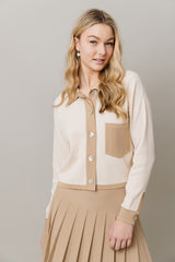 Ribbed Knit Loose Fit Blouse in Vanilla / Latte