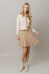Ribbed Knit Loose Fit Blouse in Vanilla / Latte