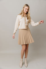 Ribbed Knit Loose Fit Blouse in Vanilla / Latte