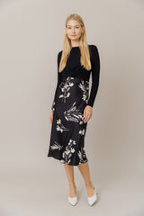 Printed Slip Dress in Black/White Floral