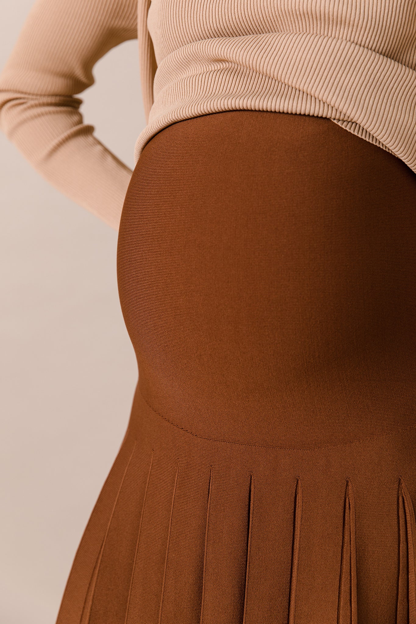 The Maternity Infinity Skirt in Caramel
