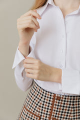 Cotton Blouse with Stretch Jersey Sleeves