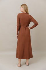 Knit Button Down Maxi Dress in Caramel