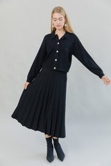 Ribbed Knit Loose Fit Blouse in Black