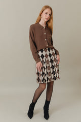 Ribbed Knit Loose Fit Blouse in Truffle