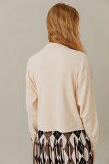 Ribbed Knit Loose Fit Blouse in Vanilla