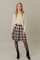 Ribbed Knit Loose Fit Blouse in Vanilla