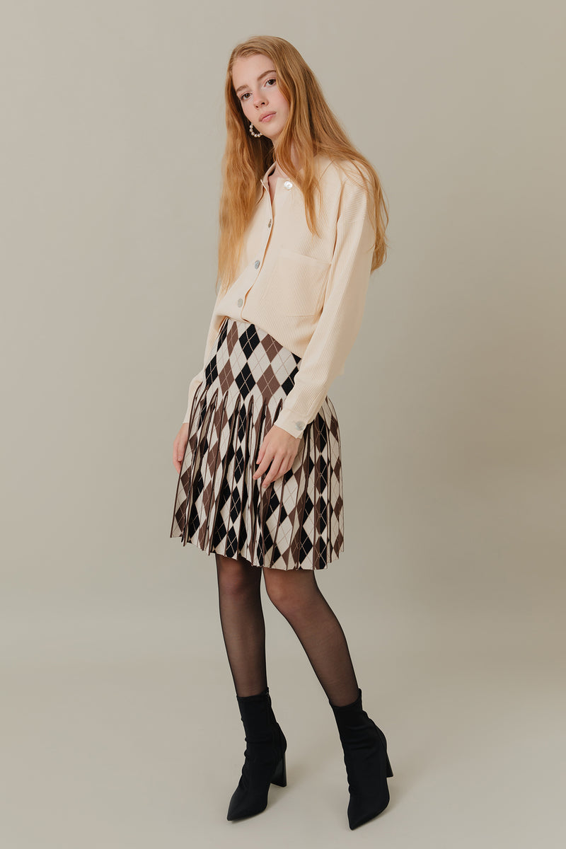Ribbed Knit Loose Fit Blouse in Vanilla