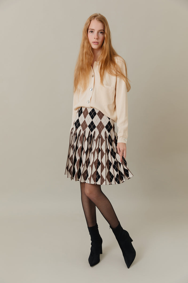 Ribbed Knit Loose Fit Blouse in Vanilla
