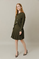 Ribbed Knit Loose Fit Blouse in Basil