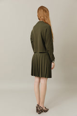 Ribbed Knit Loose Fit Blouse in Basil