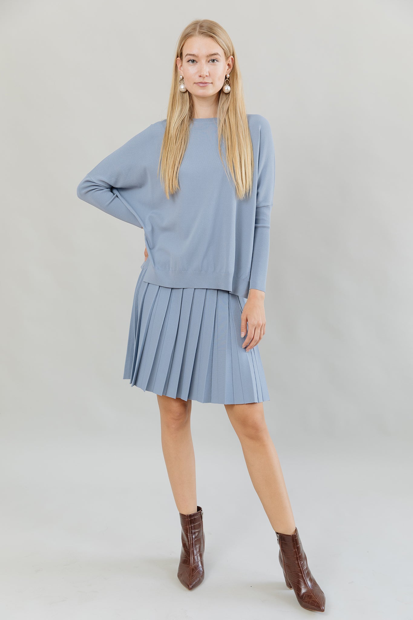 Montia Top in Slate Blue